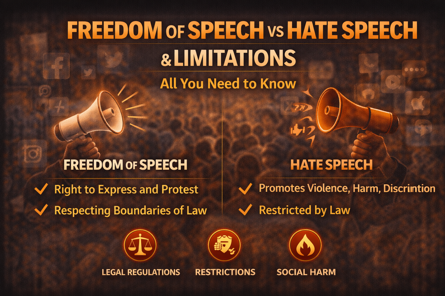 Freedom of Speech vs Hate Speech & limitations