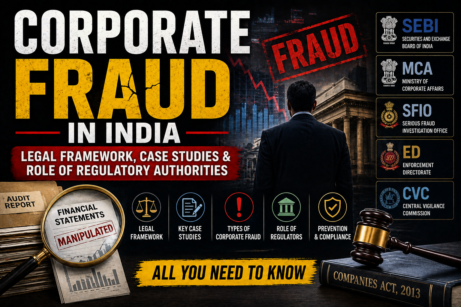 Corporate Fraud in India – Legal Framework, Case Studies & Role of Regulatory Authorities - All you need to know.
