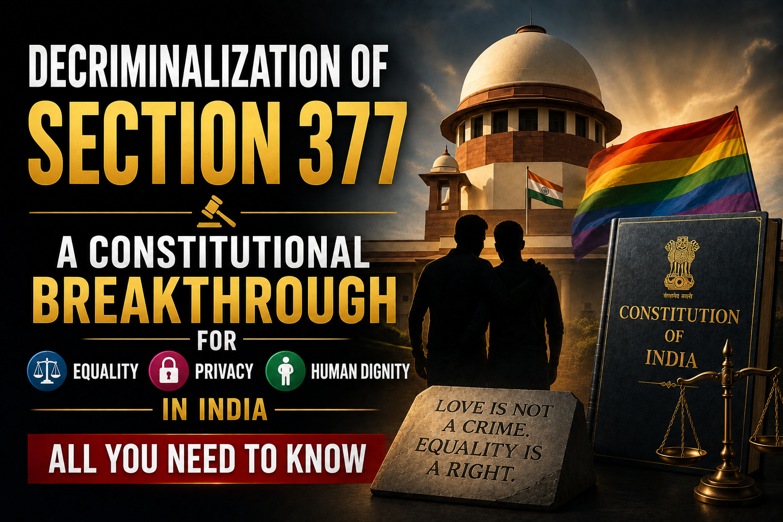 Decriminalization of Section 377 : A Constitutional Breakthrough for Equality, Privacy, and Human Dignity in India - All you need to know.